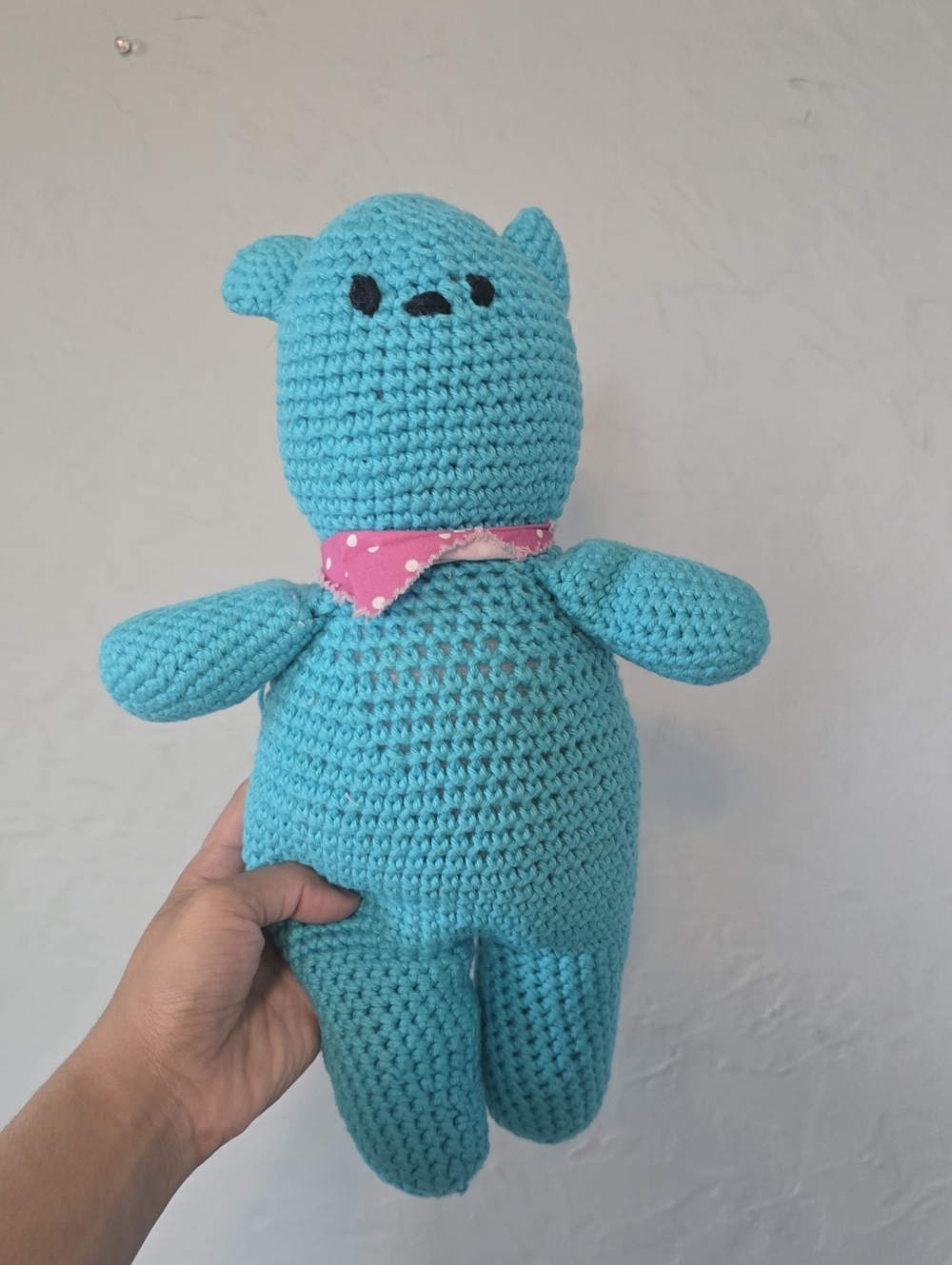 Crochet Teddy Bear Blue Handmade